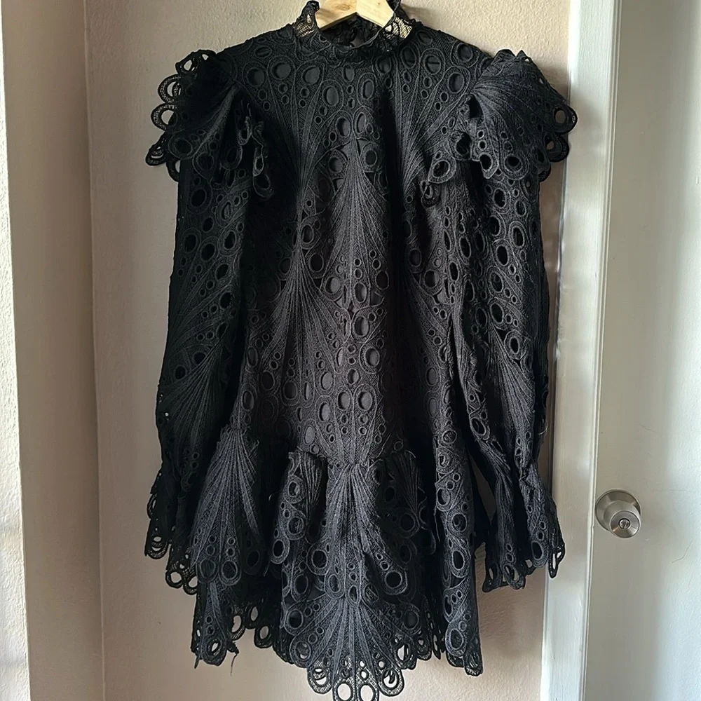 THE SANG Black Long Sleeve Mini Dress - Picture 2 of 9